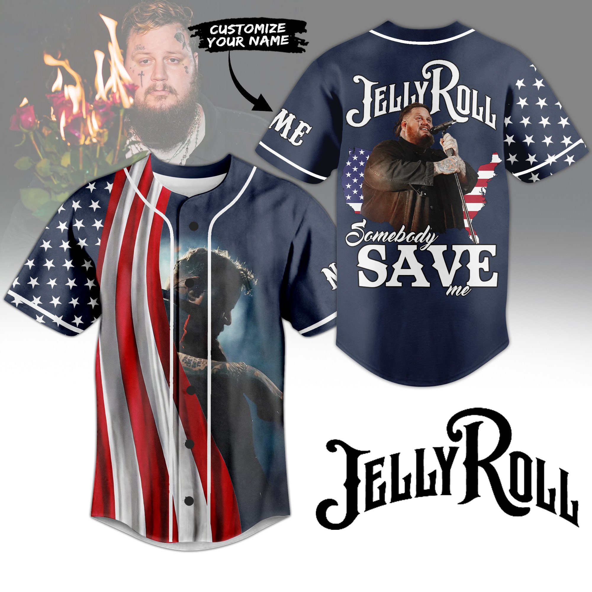 Jelly Roll Baseball Jersey For Sport Teams Fans