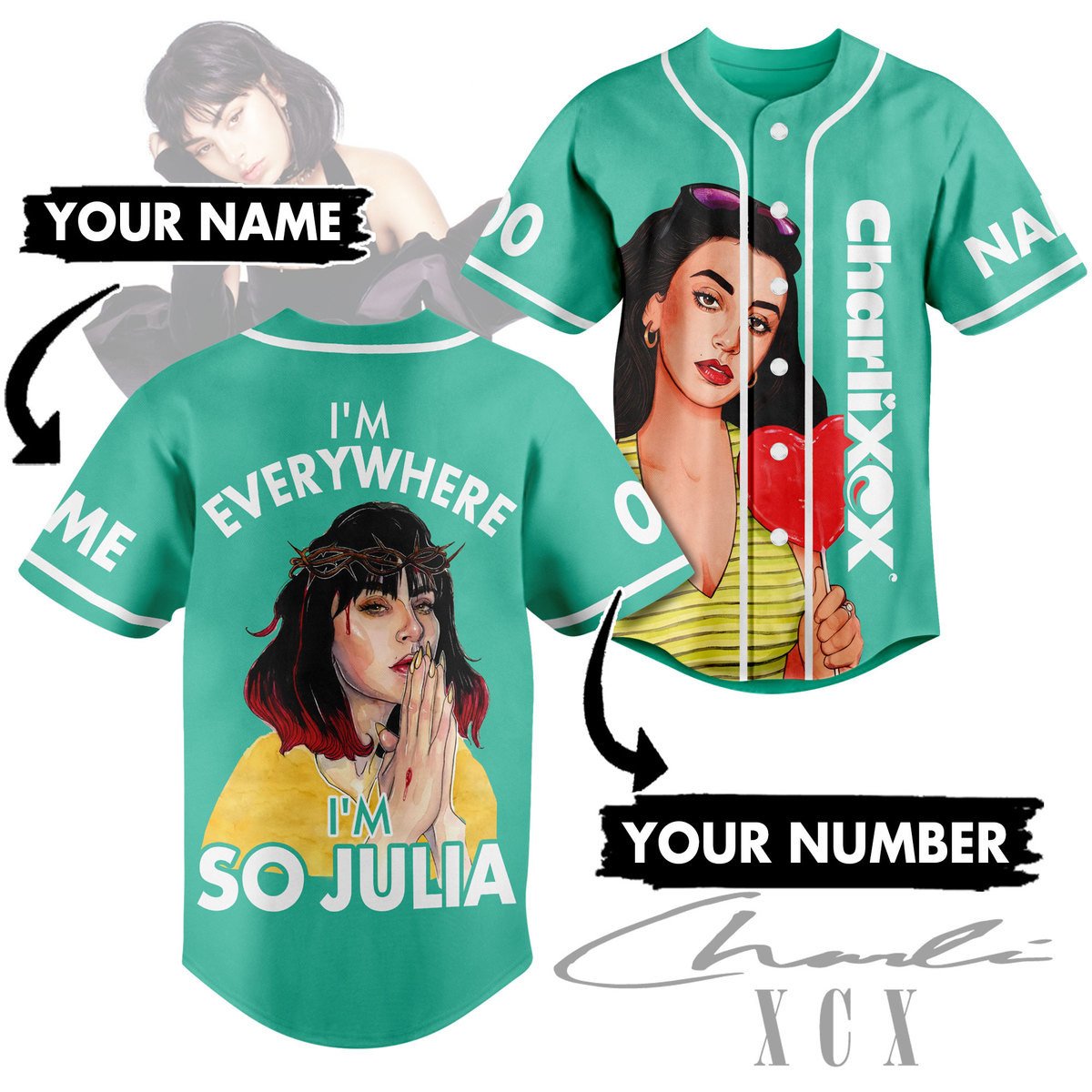 Charli XCX Baseball Jersey For Sport Teams Fans