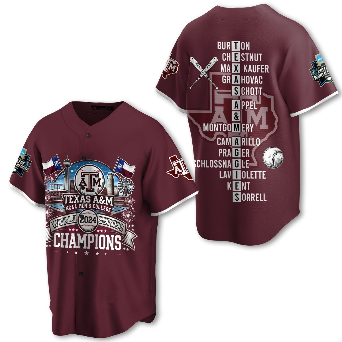 Texas A&M Baseball Jersey For Sport Teams Fans