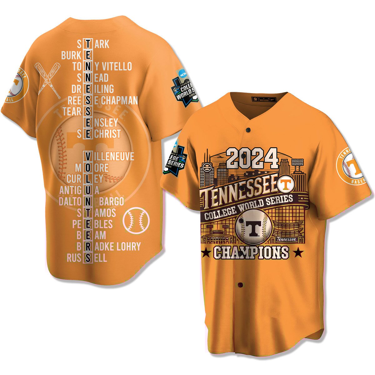 Tennessee Volunteers Baseball Jersey For Sport Teams Fans