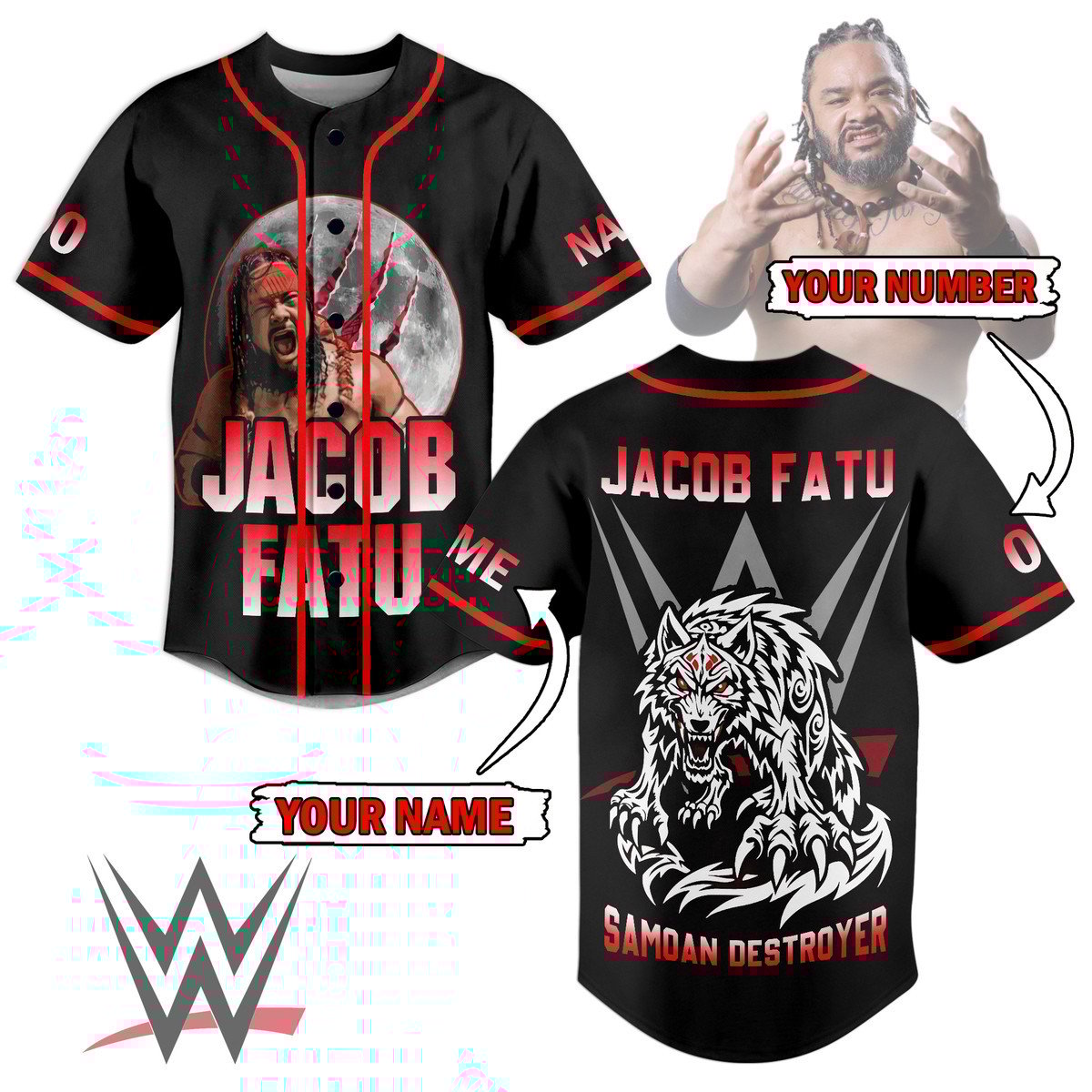 Jacob Fatu Baseball Jersey For Sport Teams Fans