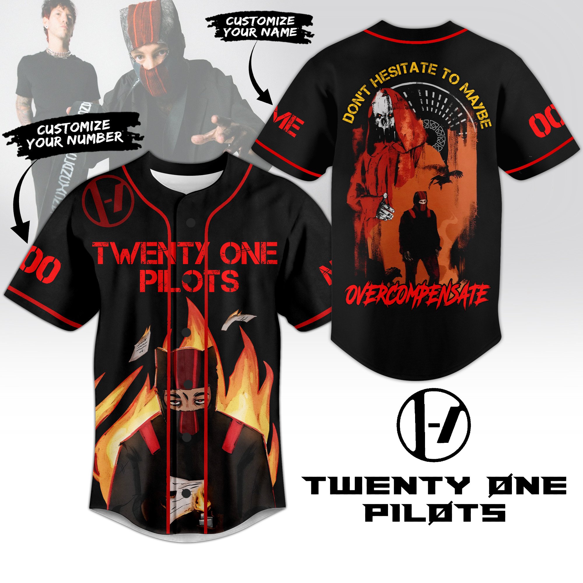 Twenty One Pilots Baseball Jersey For Sport Teams Fans