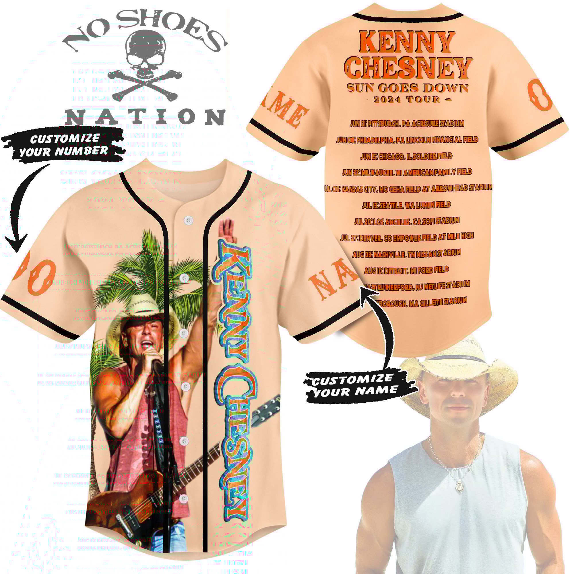 Kenny Chesney Baseball Jersey For Sport Teams Fans