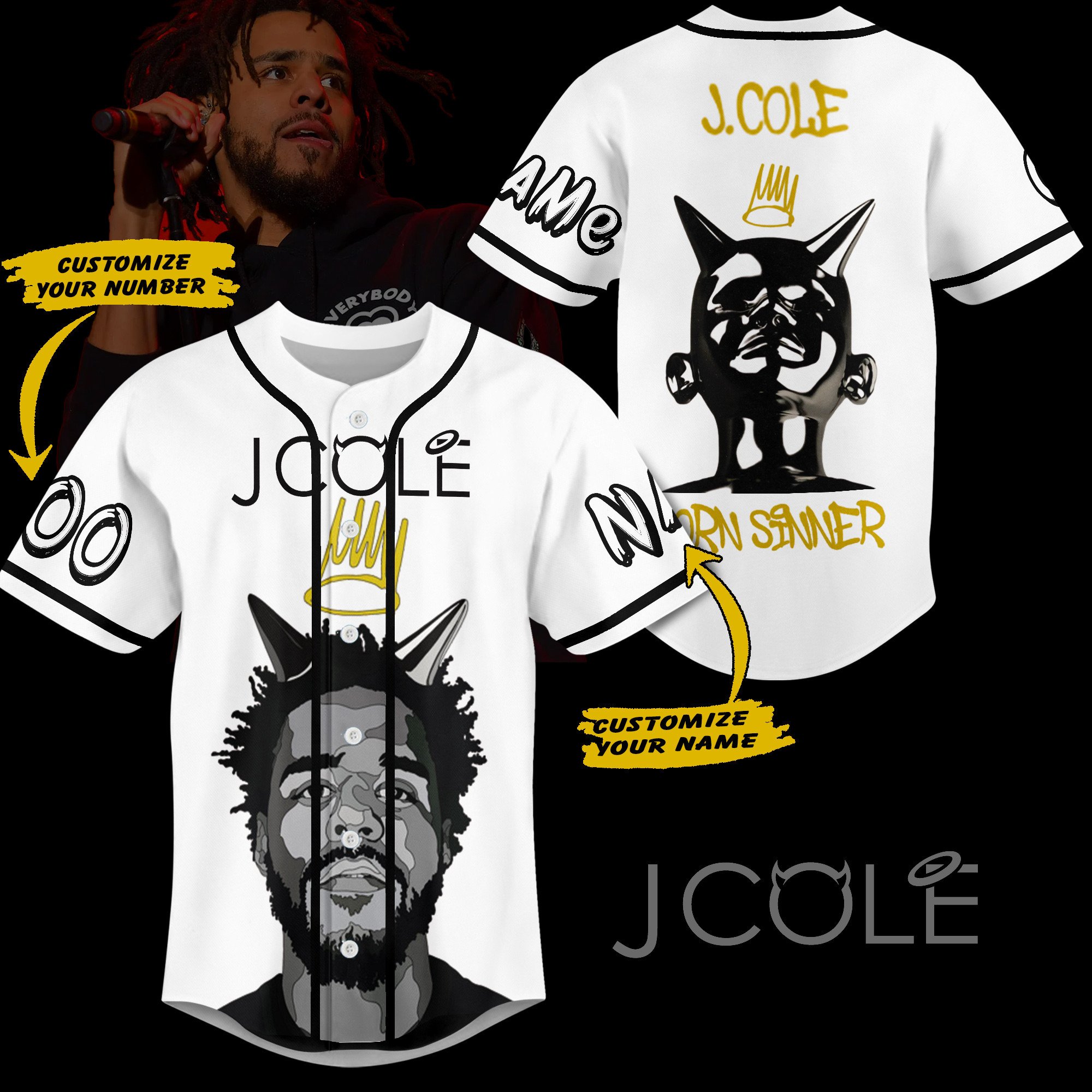 J.Cole Baseball Jersey For Sport Teams Fans