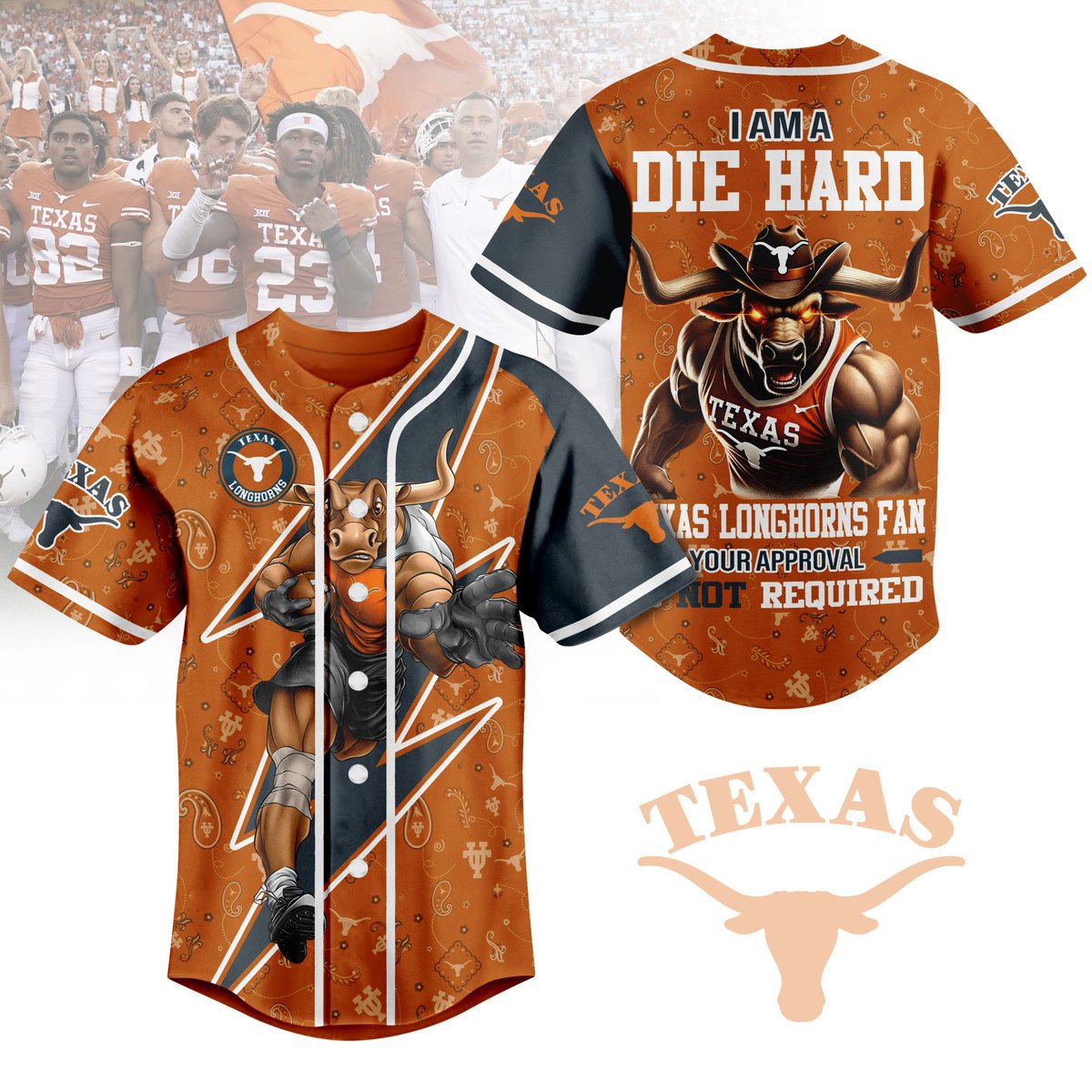 Texas Longhorns Baseball Jersey For Sport Teams Fans