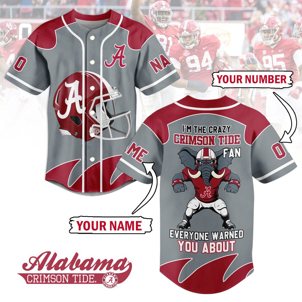 Alabama Crimson Tide Baseball Jersey For Sport Teams Fans