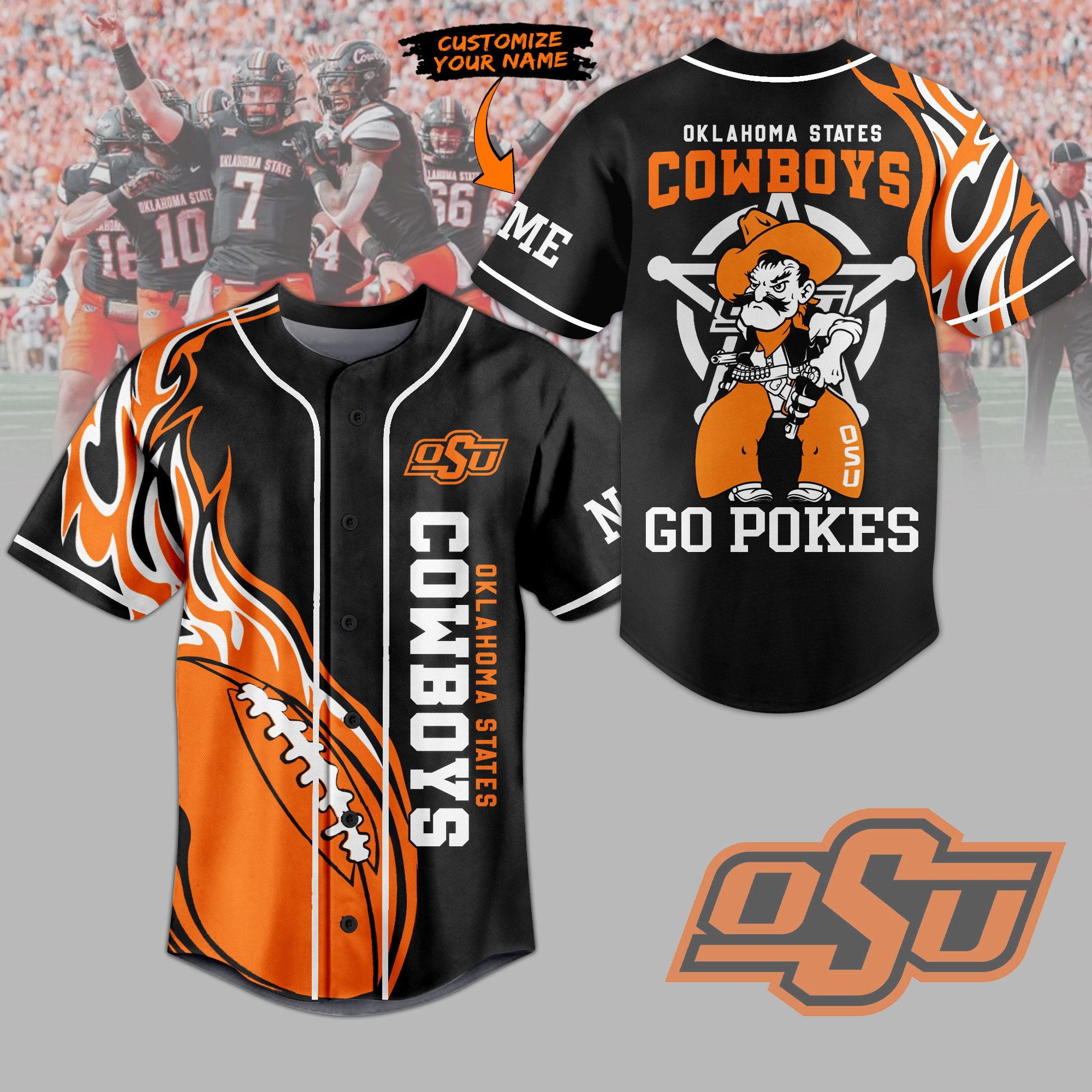 Oklahoma State Cowboys Baseball Jersey For Sport Teams Fans