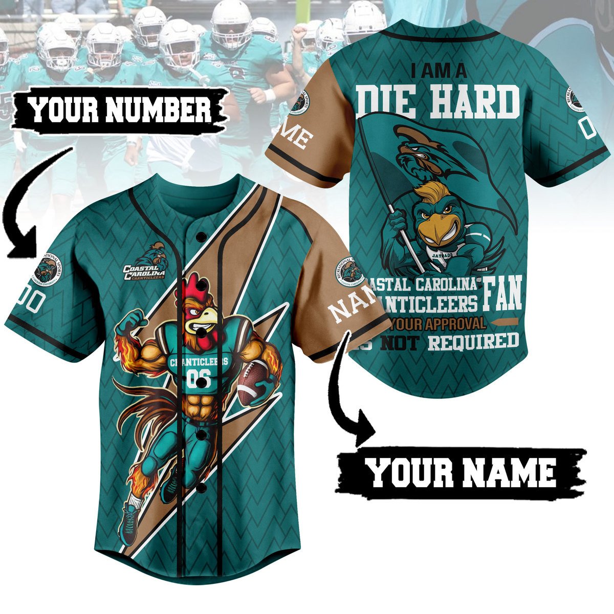 Coastal Carolina Chanticleers Baseball Jersey For Sport Teams Fans