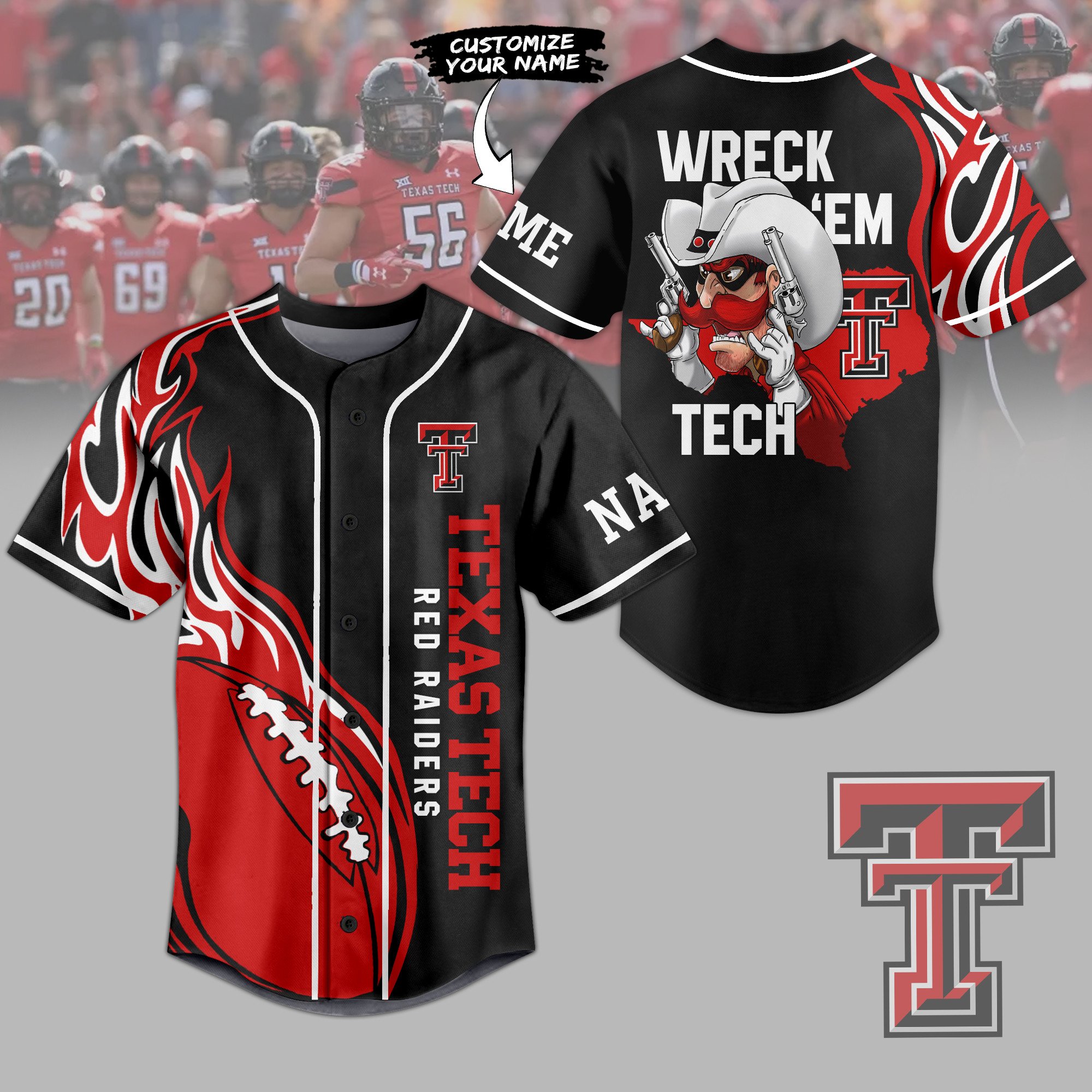 Texas Tech Red Raiders Baseball Jersey For Sport Teams Fans