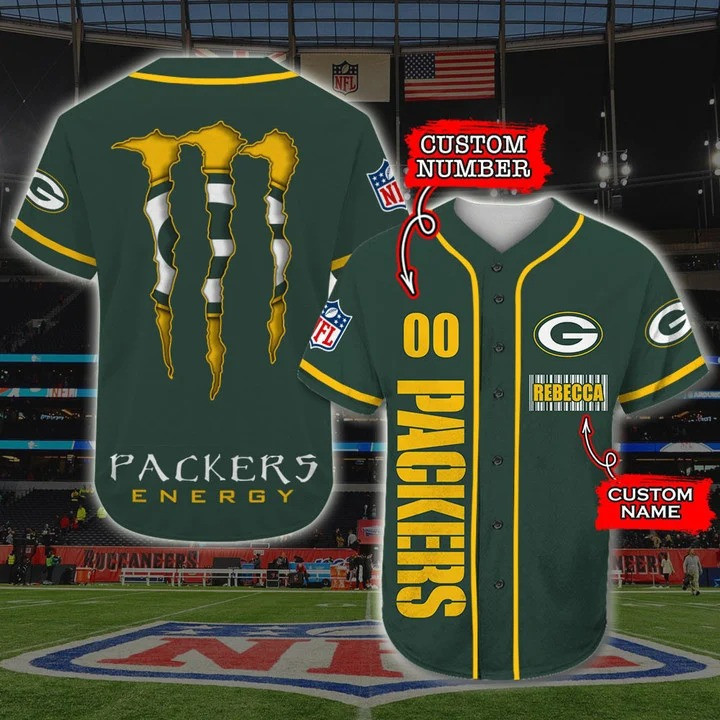 Green Bay Packers NFL 3D Personalized Baseball Jersey BJ1881
