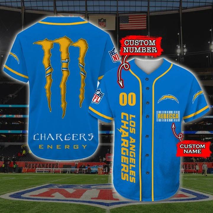 Los Angeles Chargers NFL 3D Personalized Baseball Jersey BJ1716