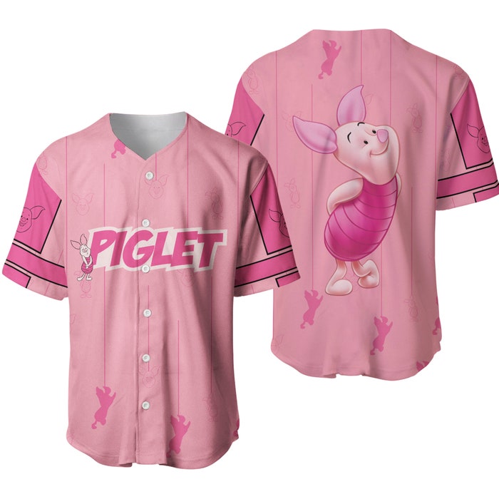 Cute Piglet Winnie The Pooh Pink Disney Unisex Cartoon Graphics Casual Outfits Baseball Jersey