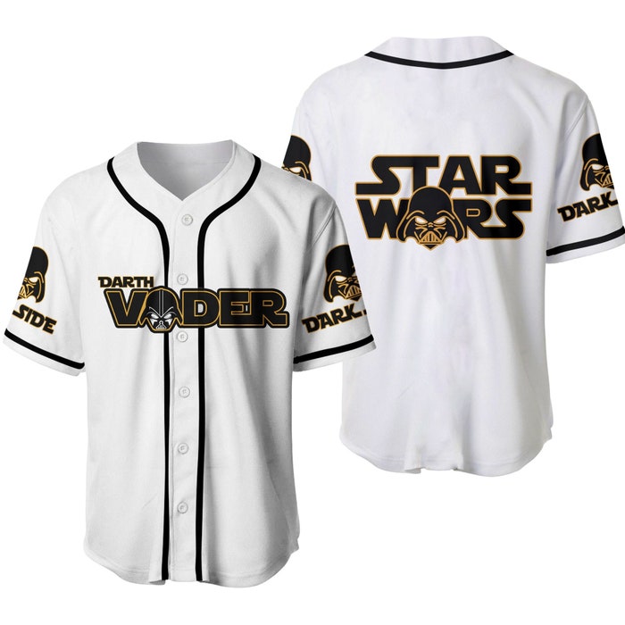 Darth Vader Star Wars White Yellow Disney Unisex Cartoon Graphics Casual Outfits Custom Baseball Jersey