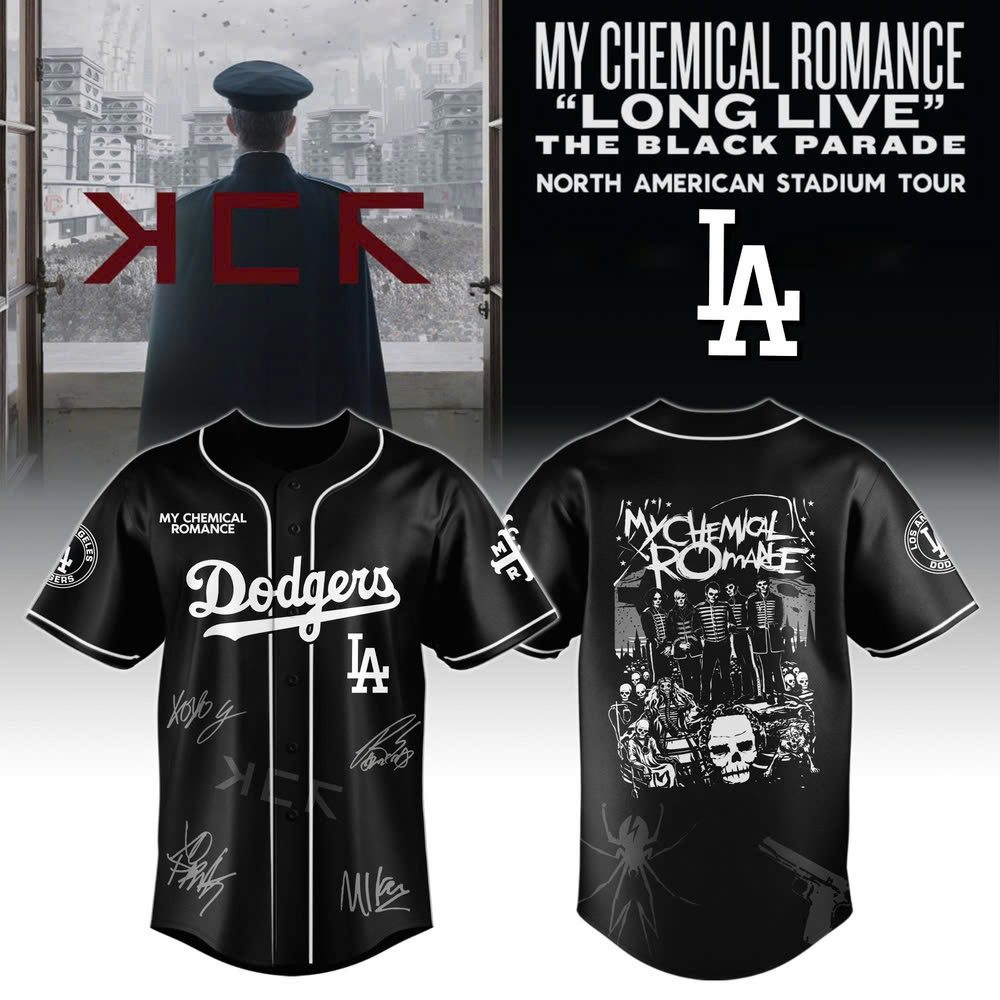 Los Angeles Dodgers MLB x My Chemical Romance Long Live The Black Parade North American Stadium Tour Custom Baseball Jersey New Season For Fans