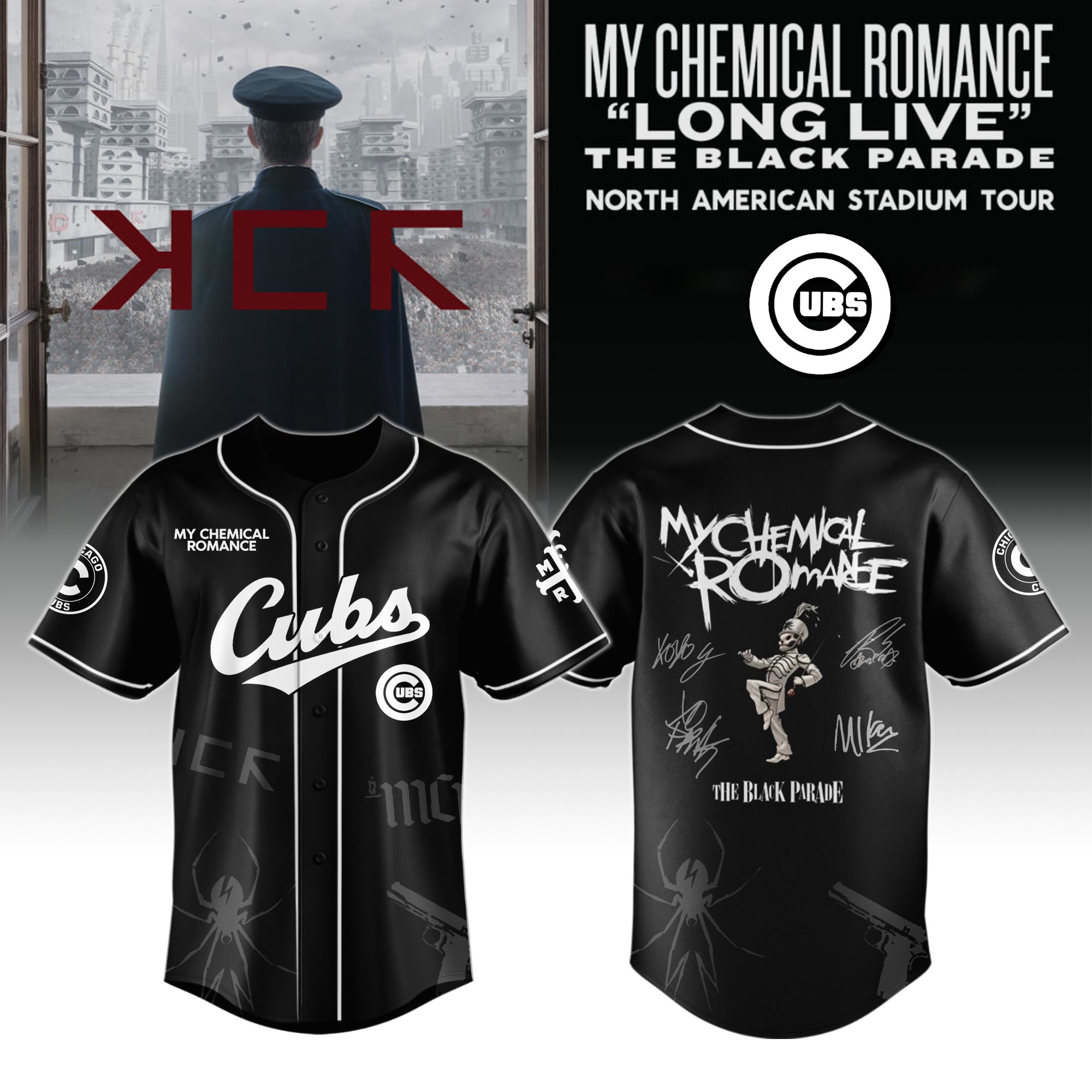 Chicago Cubs MLB x My Chemical Romance Long Live The Black Parade North American Stadium Tour Custom Baseball Jersey New Season For Fans