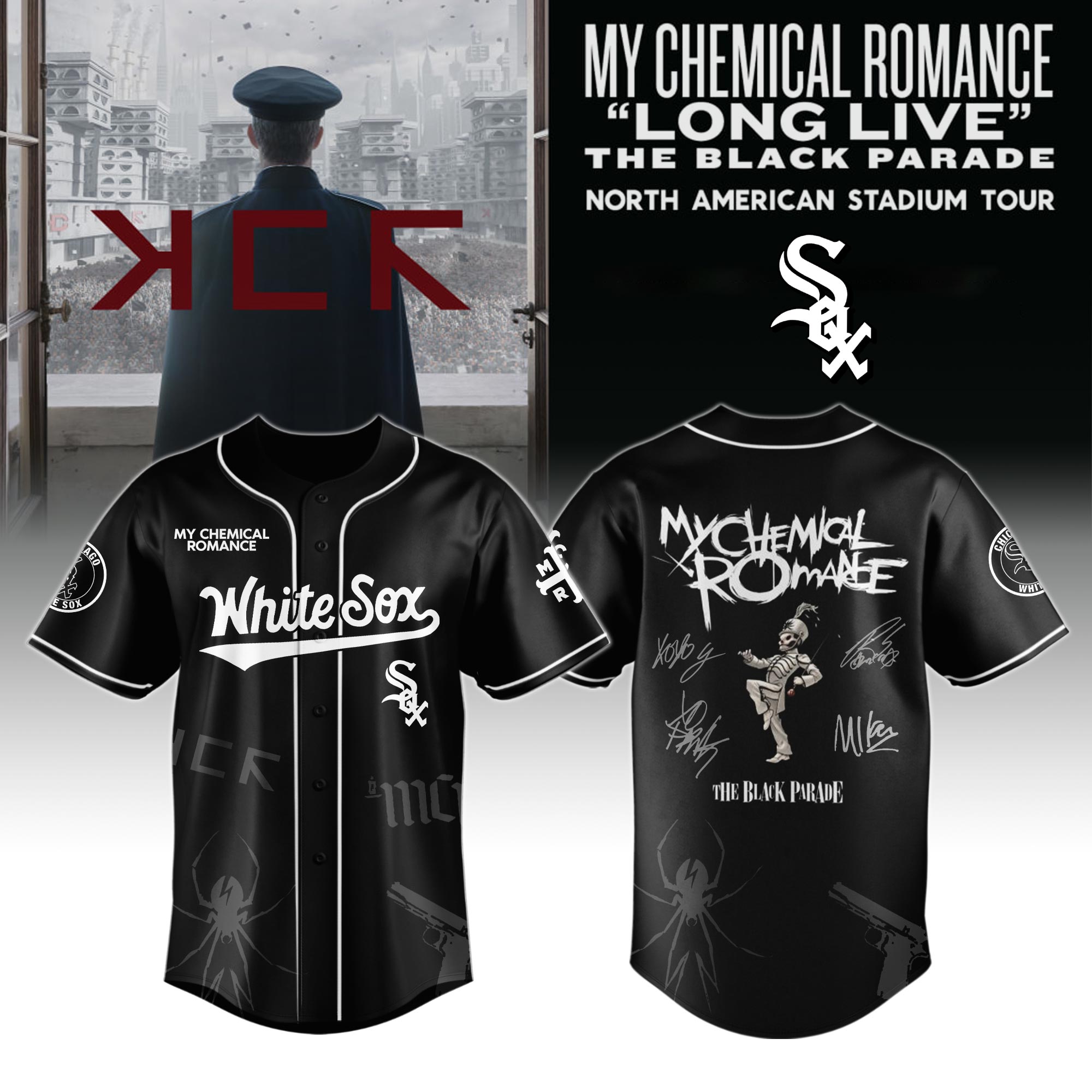 Chicago White Sox MLB x My Chemical Romance Long Live The Black Parade North American Stadium Tour Custom Baseball Jersey New Season For Fans