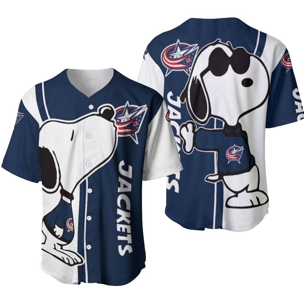 Columbus Blue Jackets Snoopy Lover 3D Printed Baseball Jersey