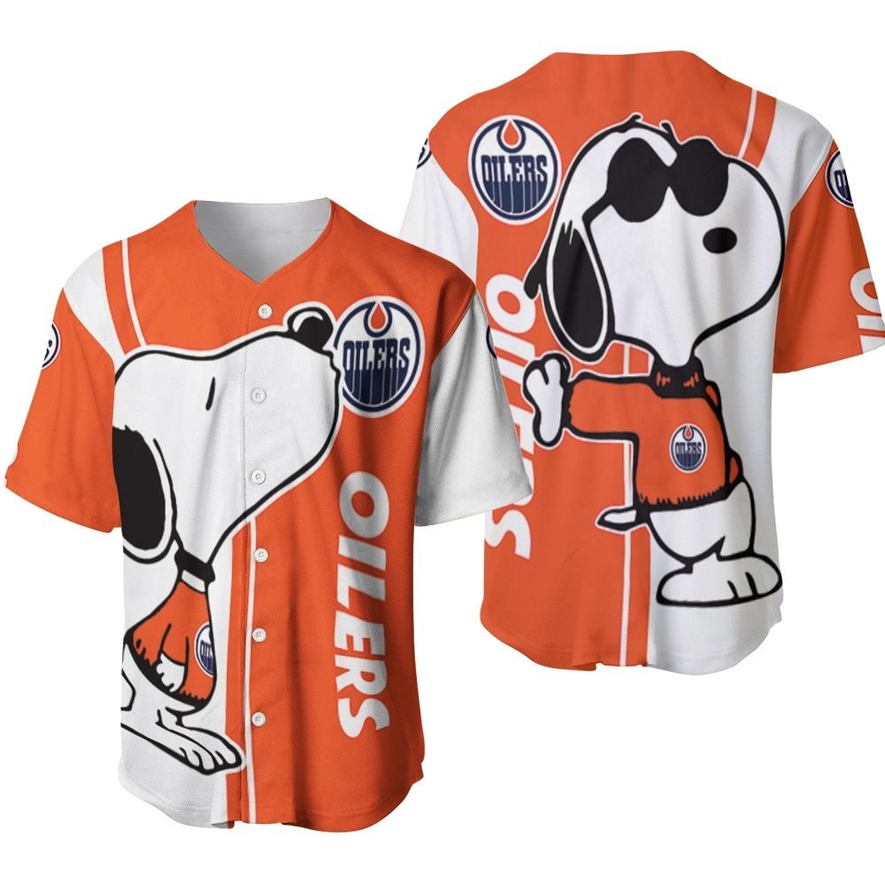 Edmonton Oilers Snoopy Lover 3D Printed Baseball Jersey