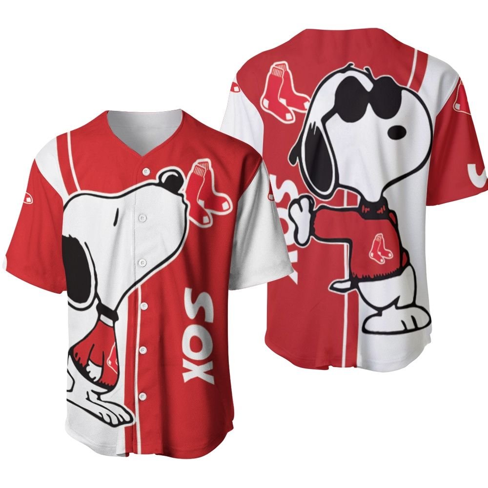 Boston Red Sox Snoopy Lover 3D Printed Baseball Jersey