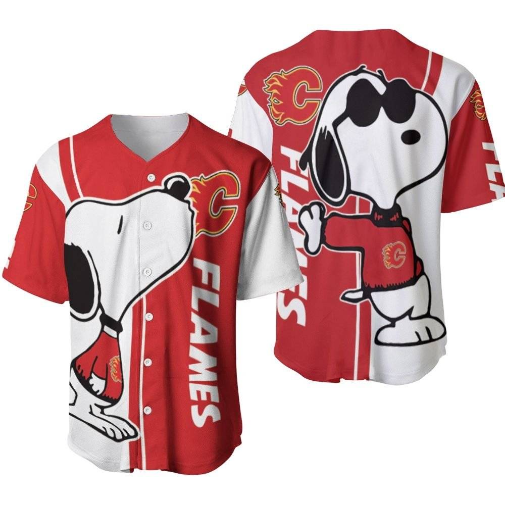 Calgary Flames Snoopy Lover 3D Printed Baseball Jersey