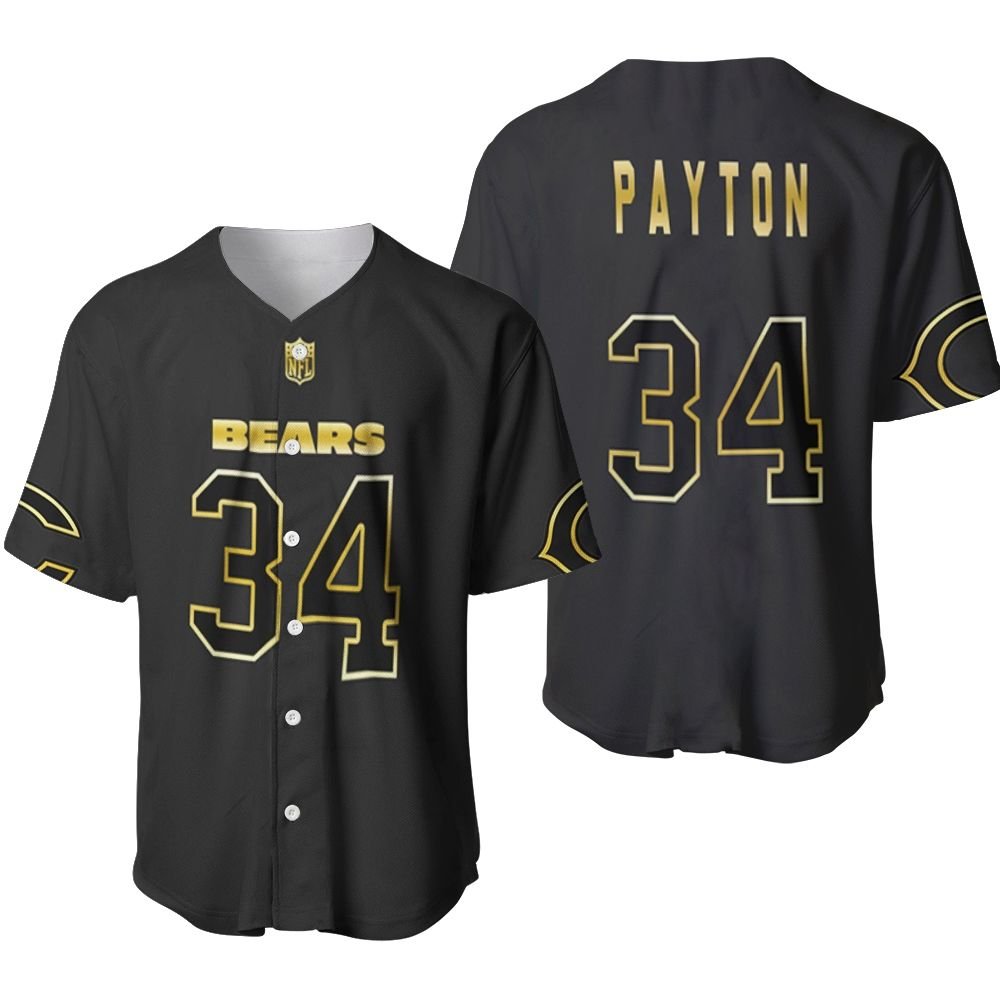 Chicago Bears Walter Payton #34 Great Player NFL Black Golden Edition Vapor Limited Jersey Style Custom Gift For Bears Fans Baseball Jersey