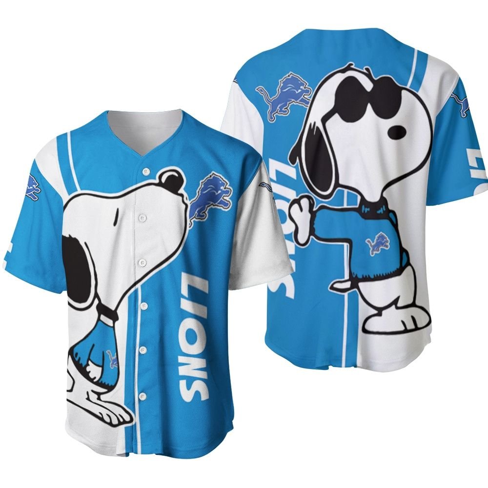 Detroit Lions Snoopy Lover 3D Printed Baseball Jersey