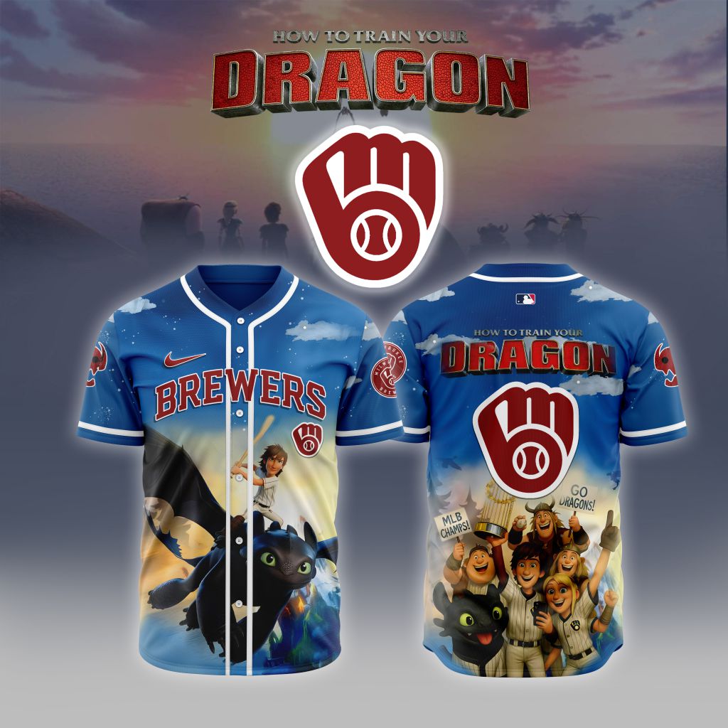 MLB Milwaukee Brewers X How To Train Your Dragon Baseball Jersey Custom
