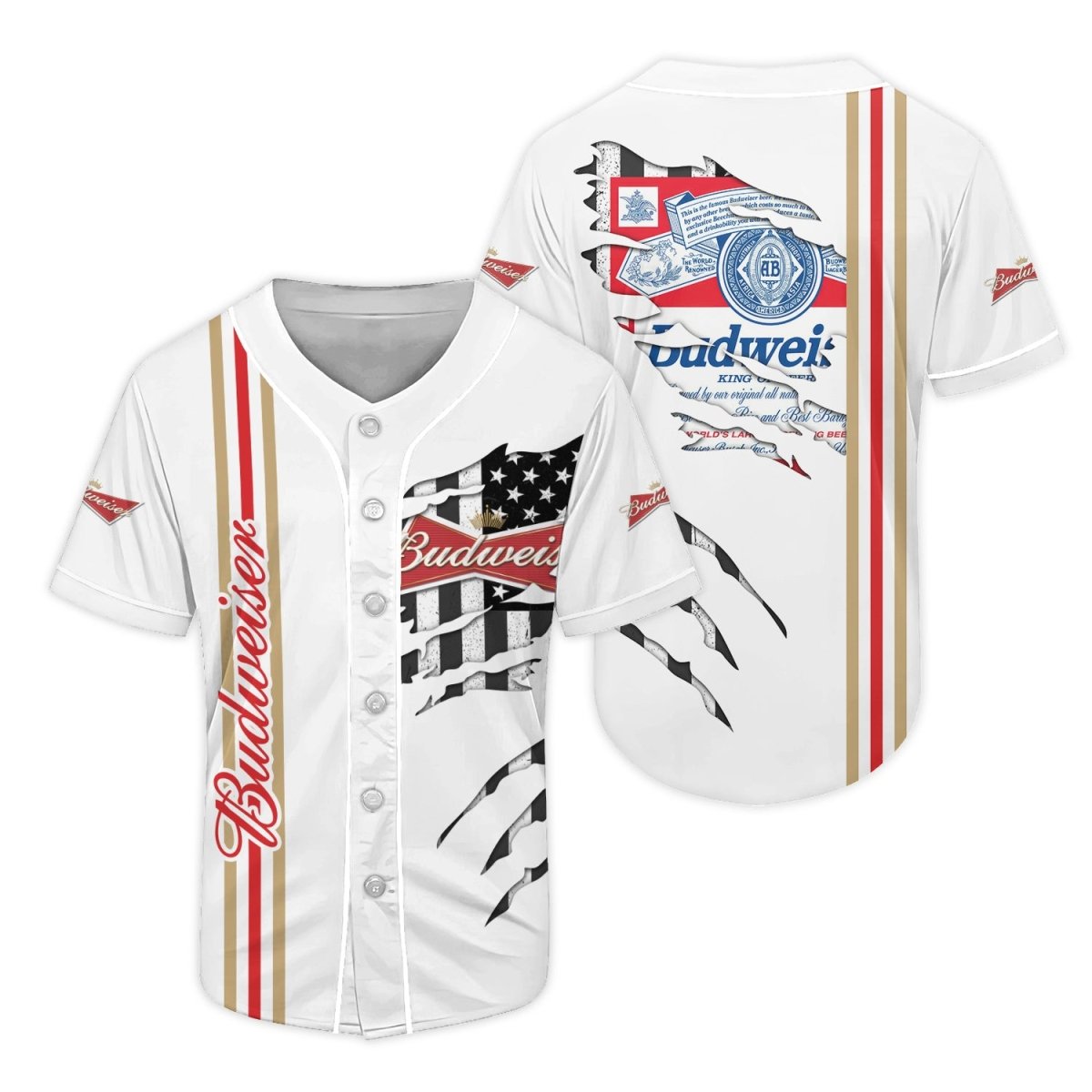 Budweiser Claw Scratches Baseball Jersey