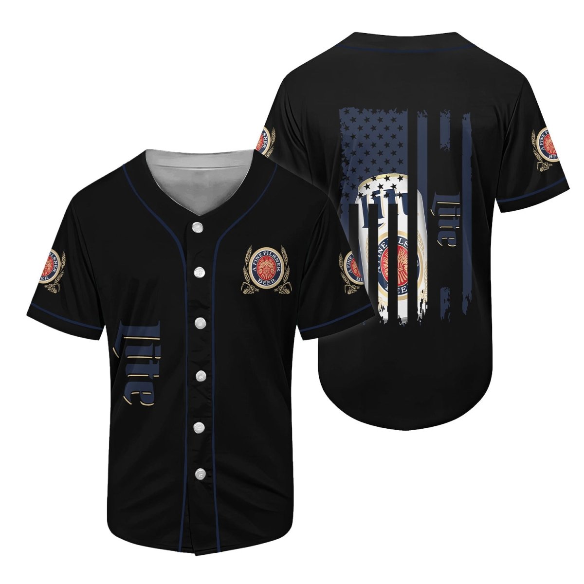 Miller Lite American Flag Baseball Jersey