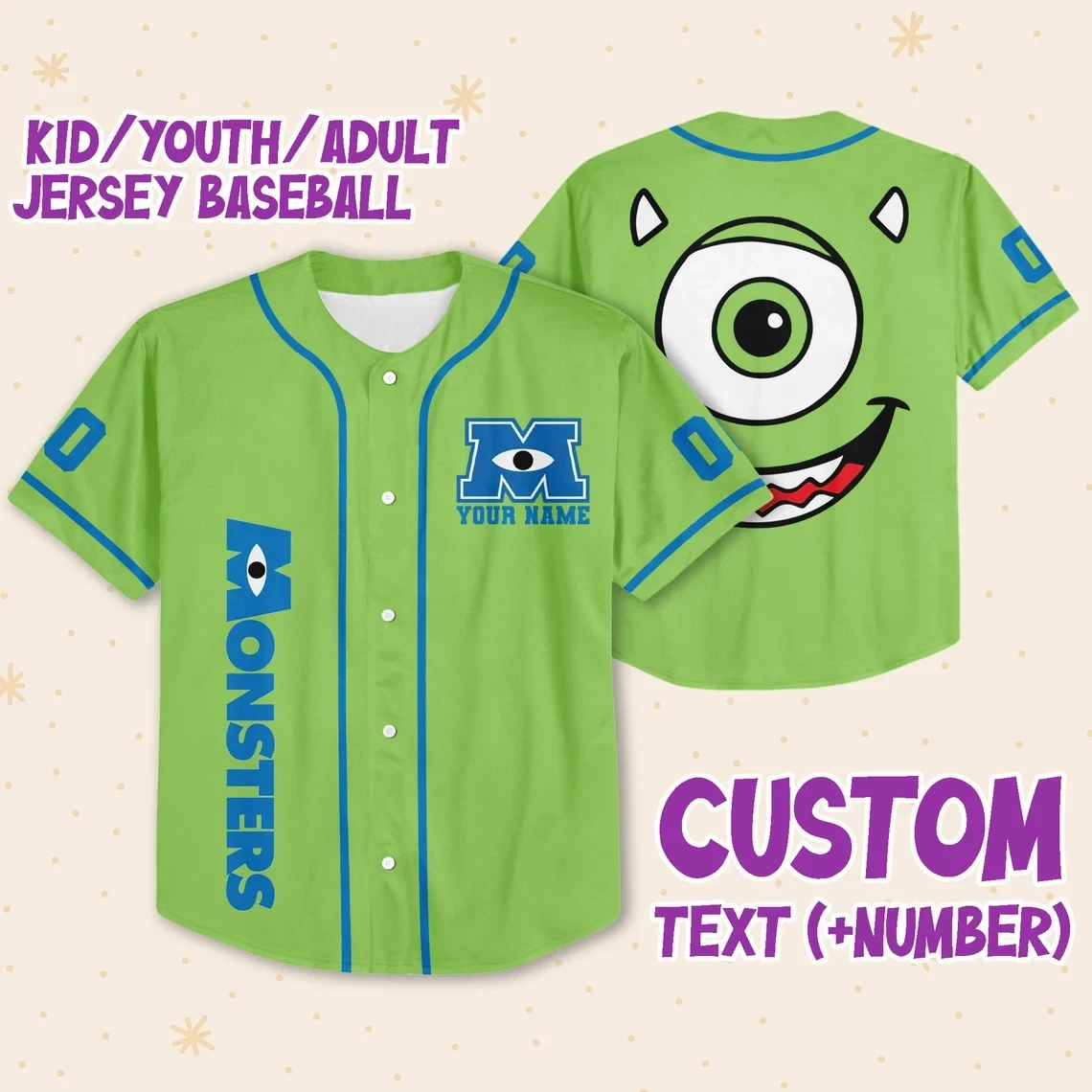 Customizable Monster Baseball Jersey New Season For Men Women And Kid