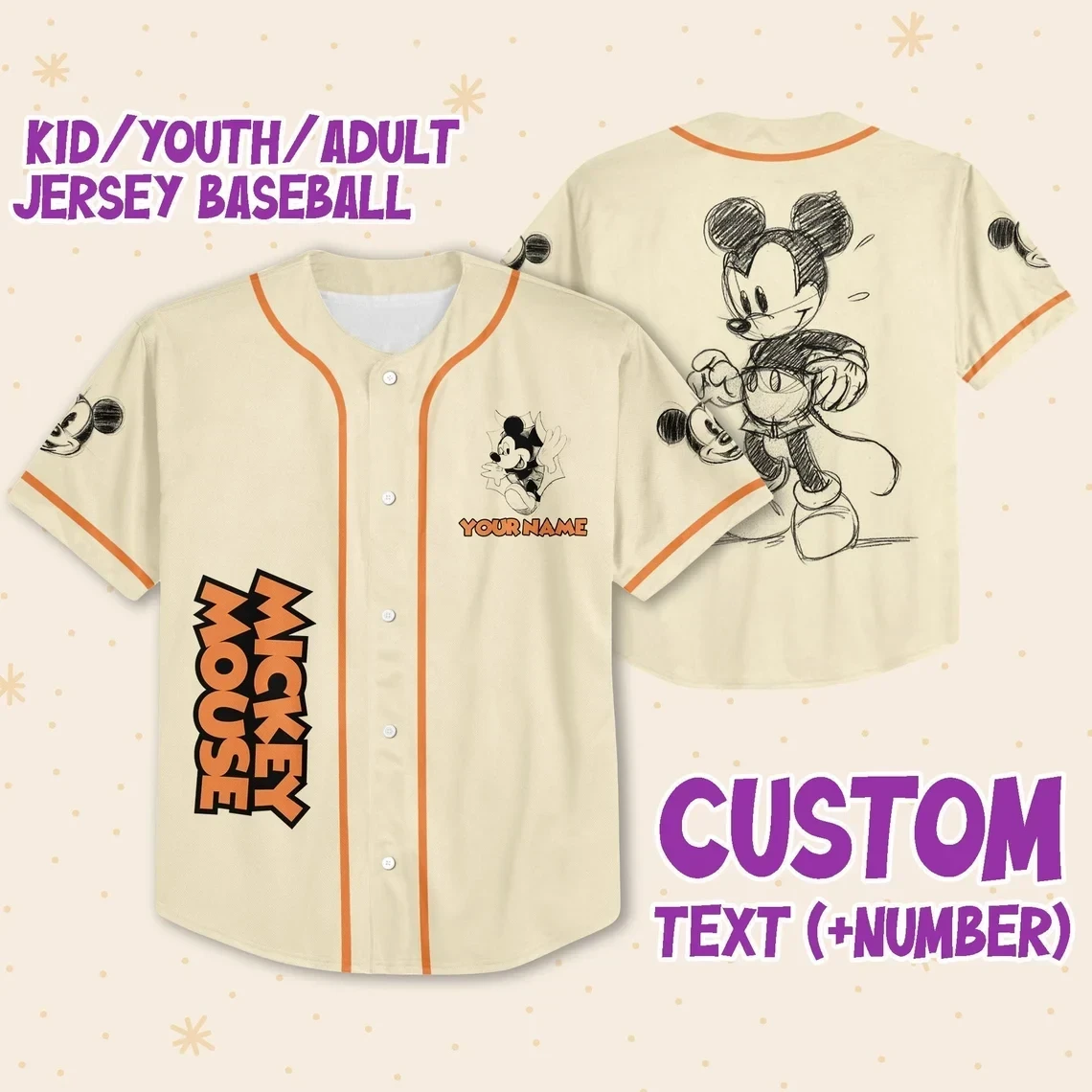 Customizable Mickey Mouse Baseball Jersey New Season For Men Women And Kid