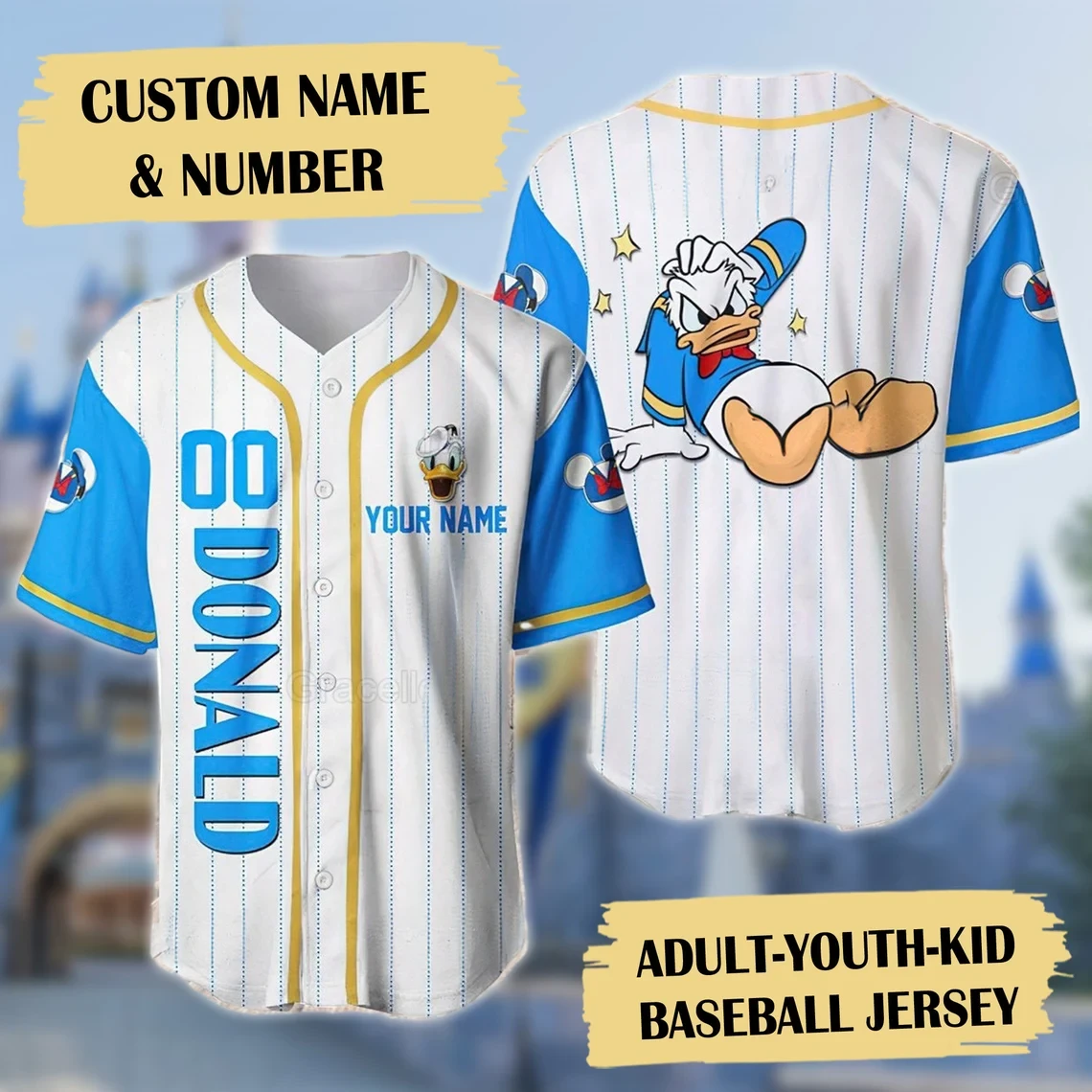 Customizable Donald Duck Baseball Jersey New Season For Men Women And Kid