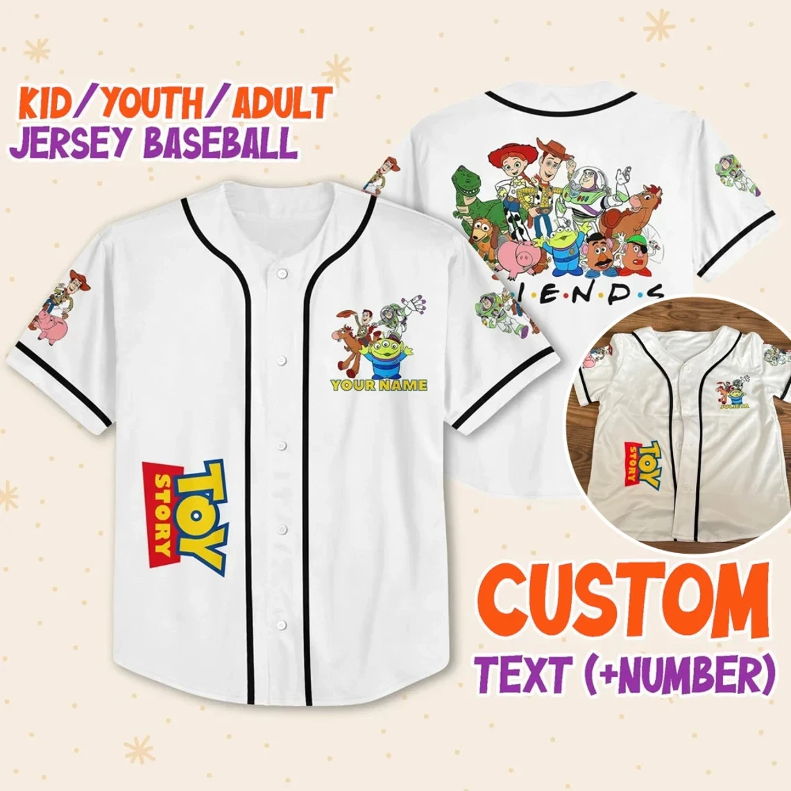 Custom Toy Story Baseball Jersey New Season For Men Women And Kid