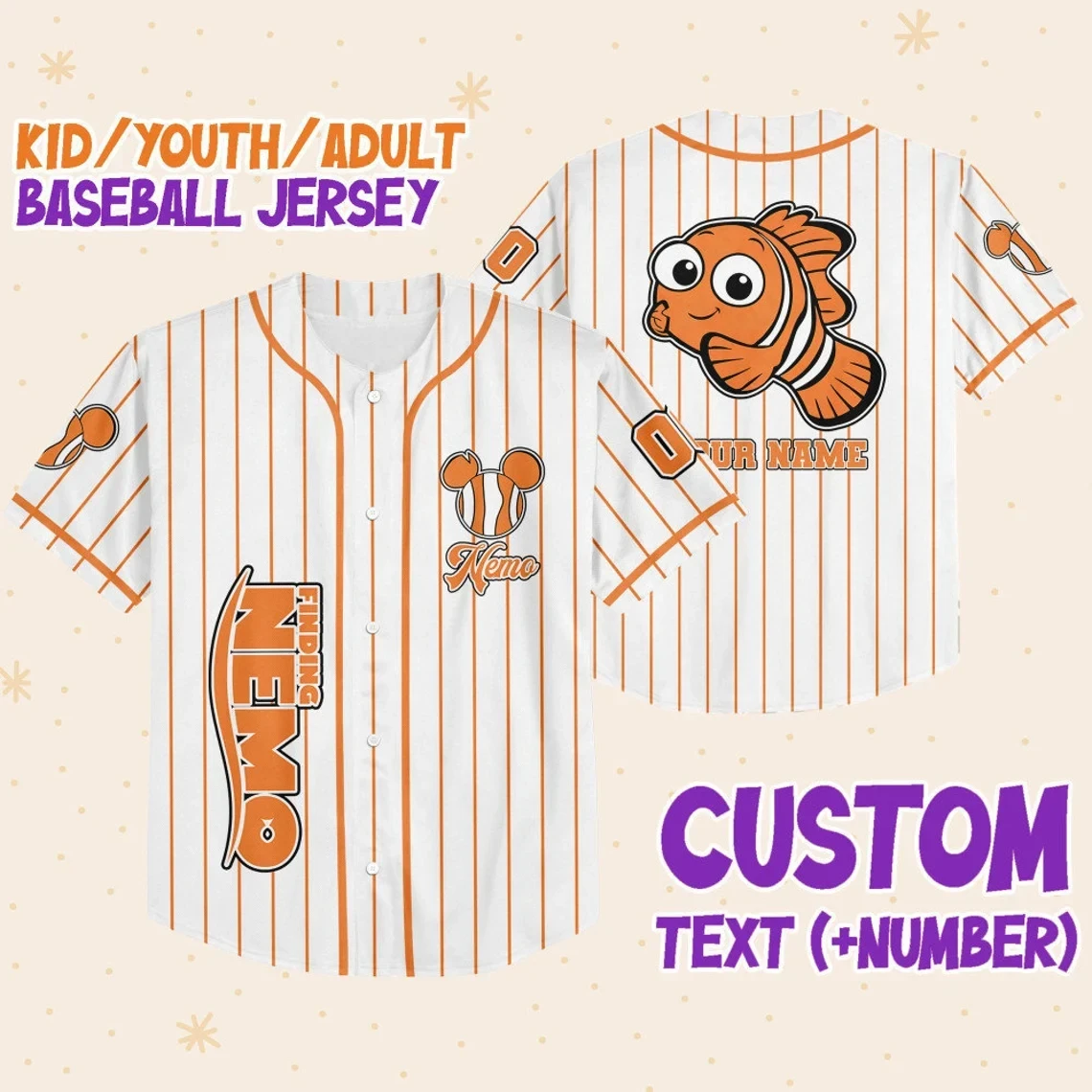 Customizable Nemo Baseball Jersey New Season For Men Women And Kid
