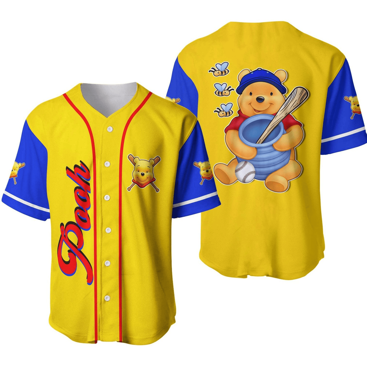 Vibrant Pooh Baseball Jersey New Season For Men Women And Kid