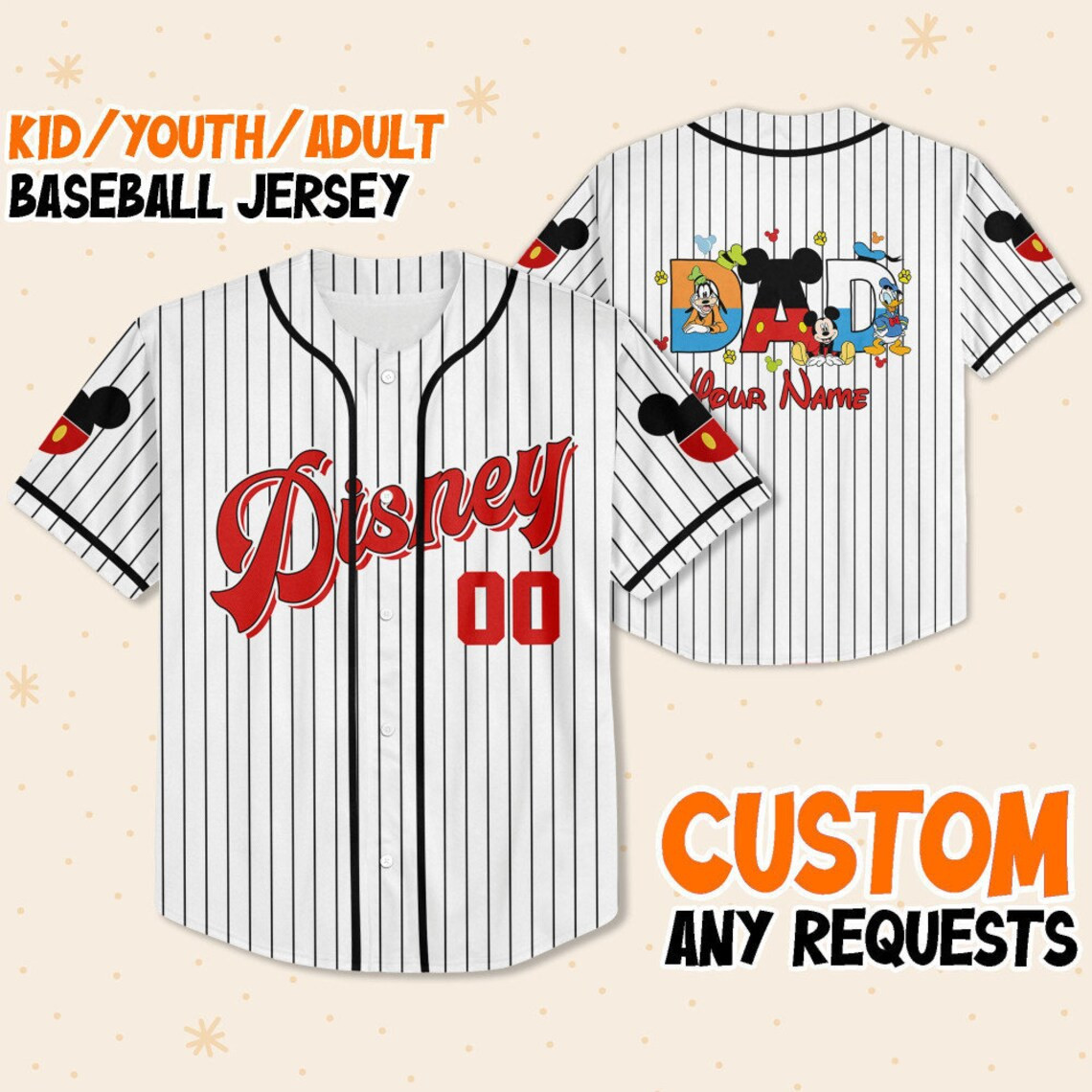 Custom Disney Baseball Jersey New Season For Men Women And Kid