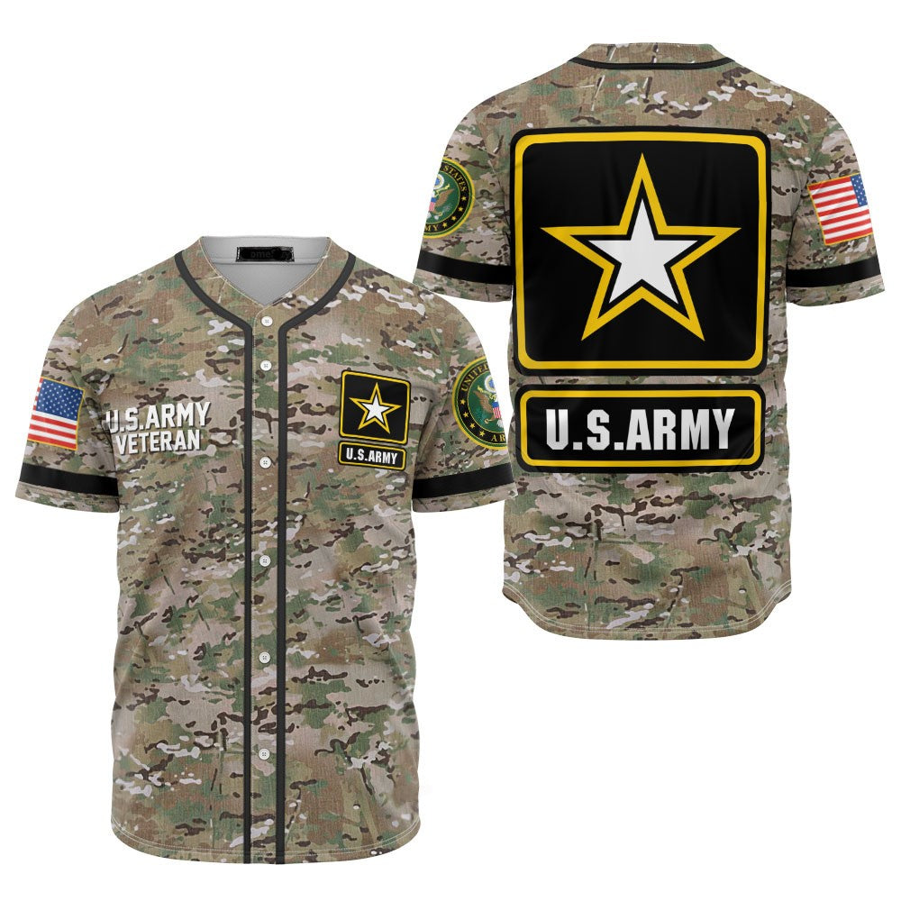 U.S. Army Veteran Camo Baseball Jersey New Season For Men Women And Kid