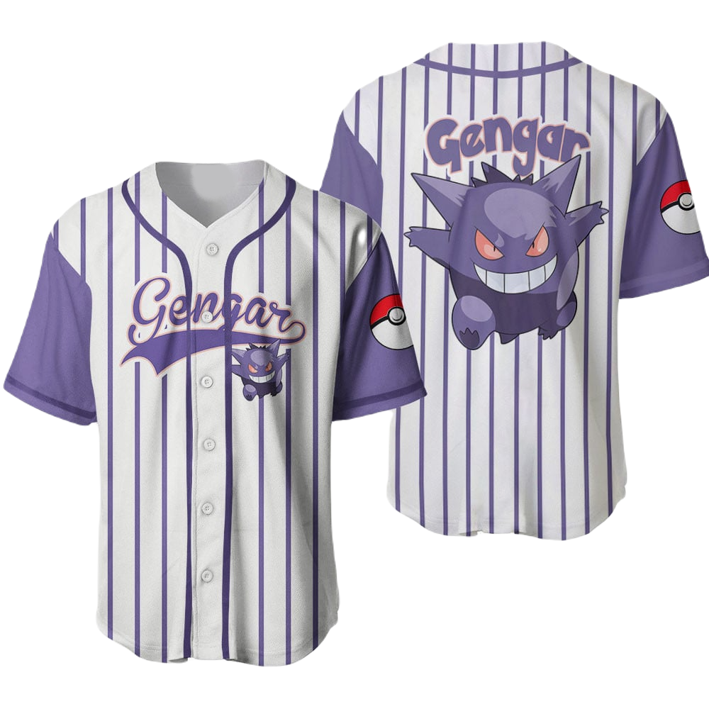 Catch Em All: Gengar Striped Baseball Jersey New Season For Men Women And Kid