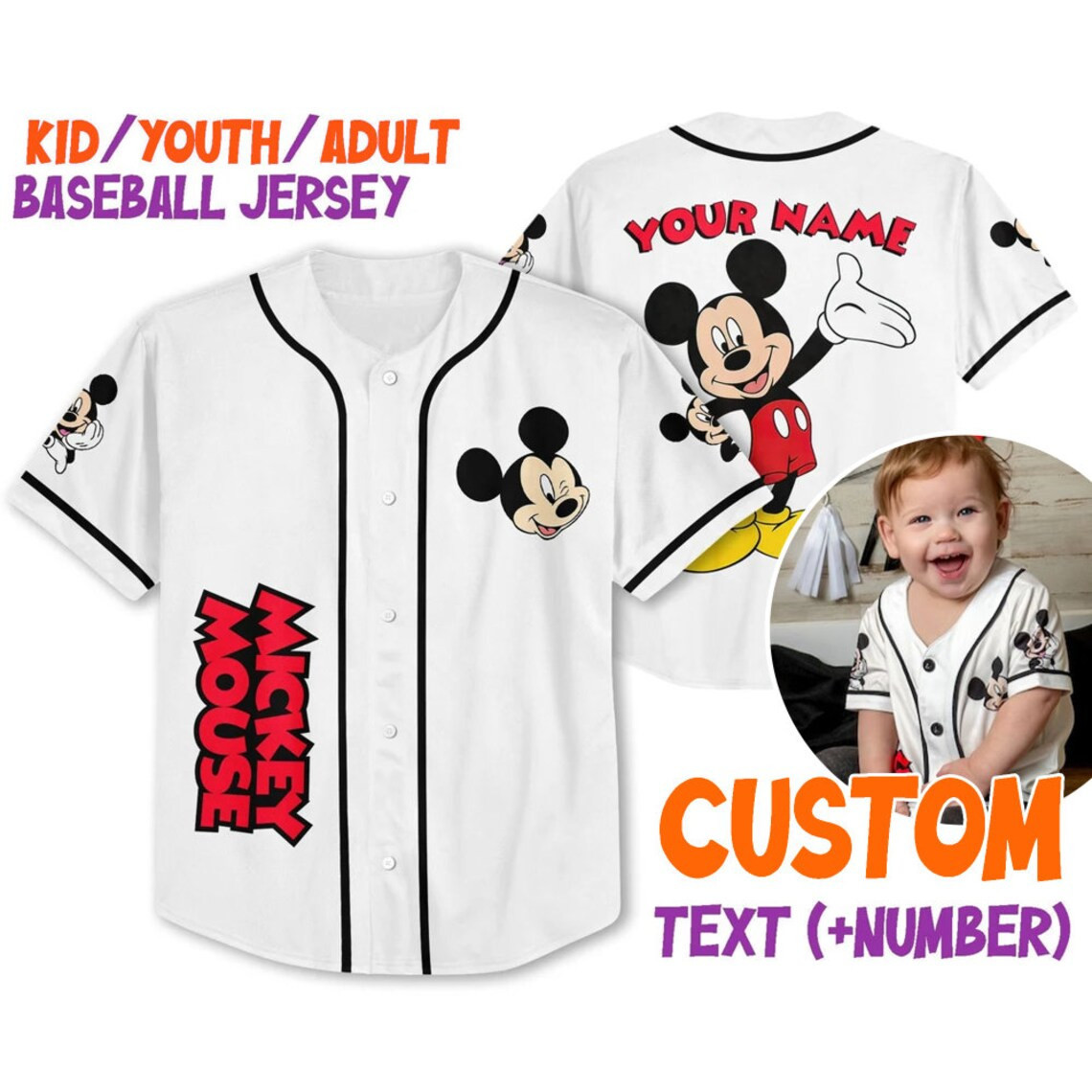 Custom Mickey Mouse Baseball Jersey New Season For Men Women And Kid