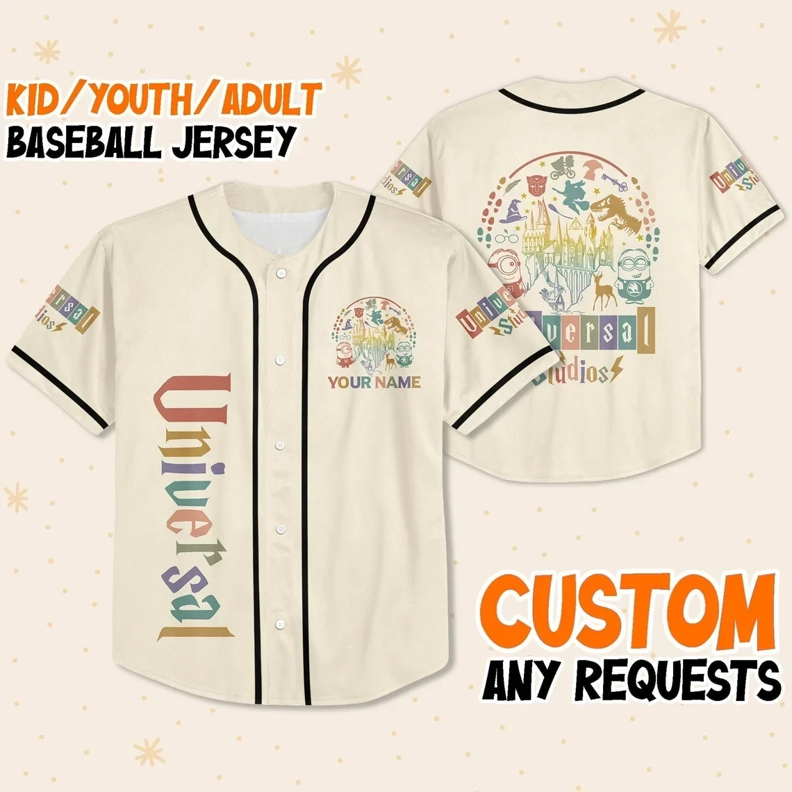 Custom Universal Studios Baseball Jersey New Season For Men Women And Kid