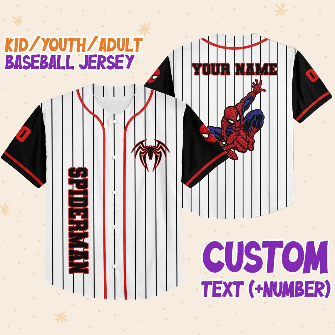 Customizable Spider-Themed Baseball Jersey New Season For Men Women And Kid