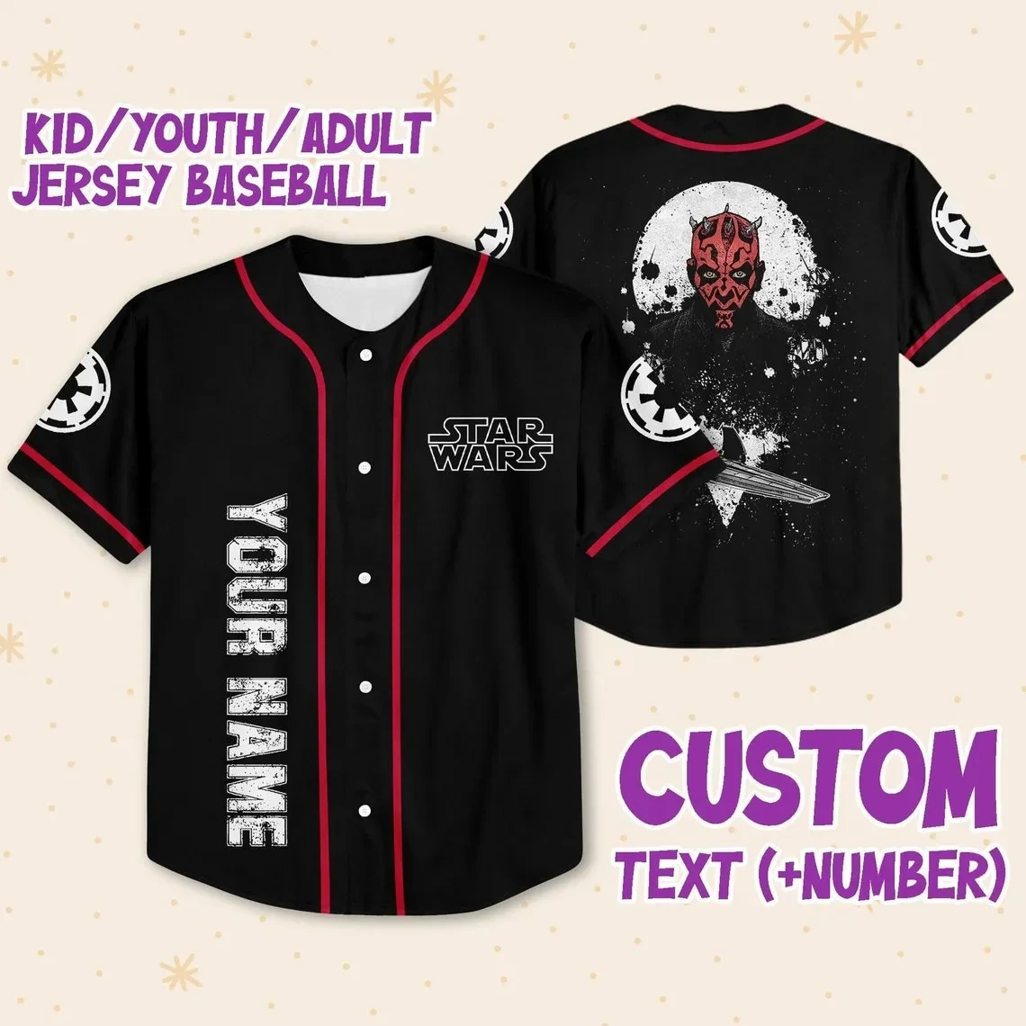 Custom Star Wars Baseball Jersey New Season For Men Women And Kid