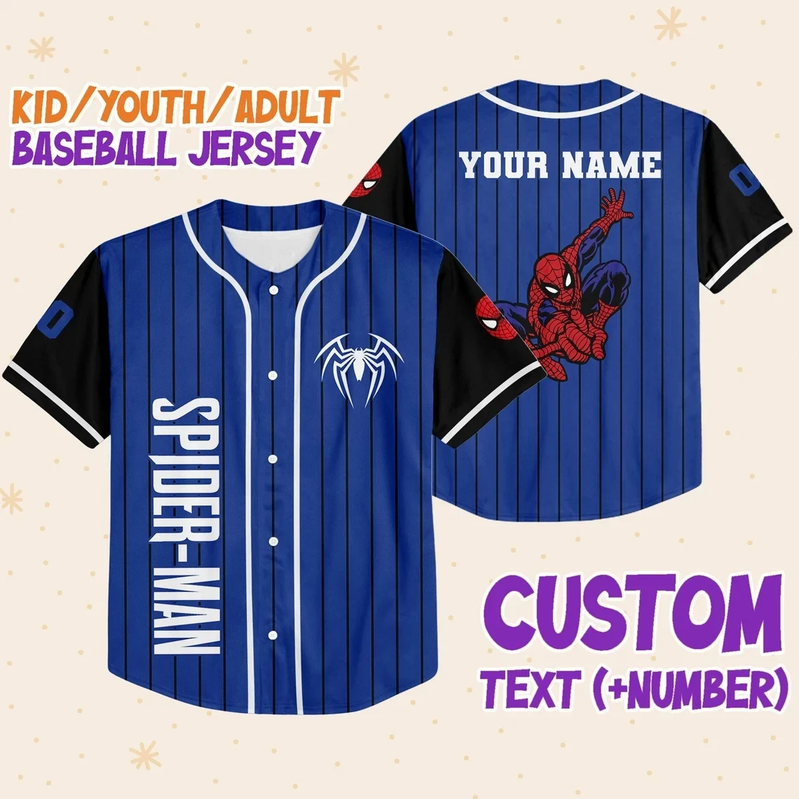 Custom Spider-Man Baseball Jersey New Season For Men Women And Kid