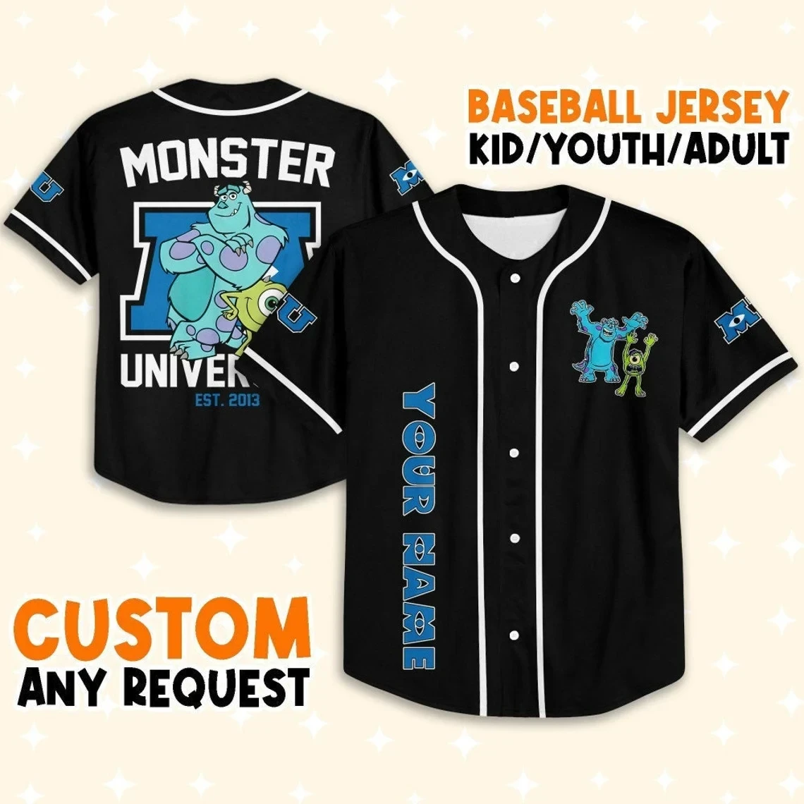 Custom Monster University Baseball Jersey New Season For Men Women And Kid
