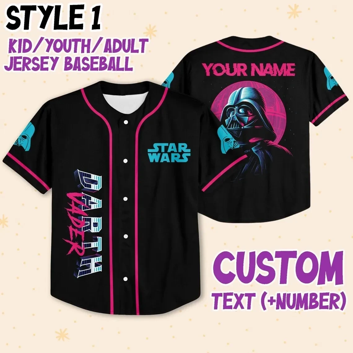 Custom Star Wars Baseball Jersey New Season For Men Women And Kid