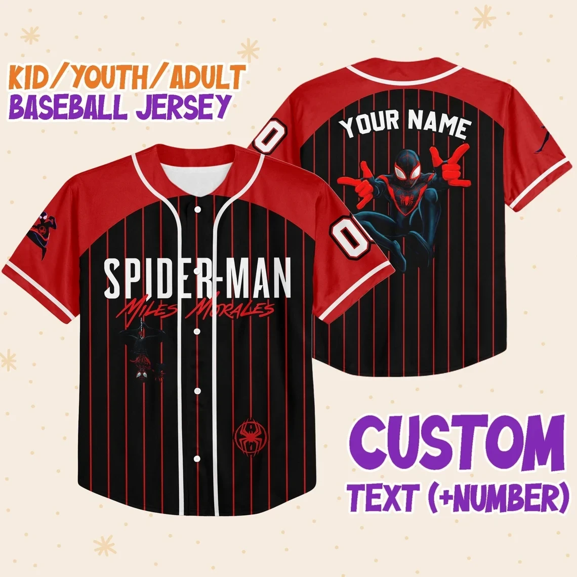 Custom Spider-Man Miles Morales Baseball Jersey New Season For Men Women And Kid