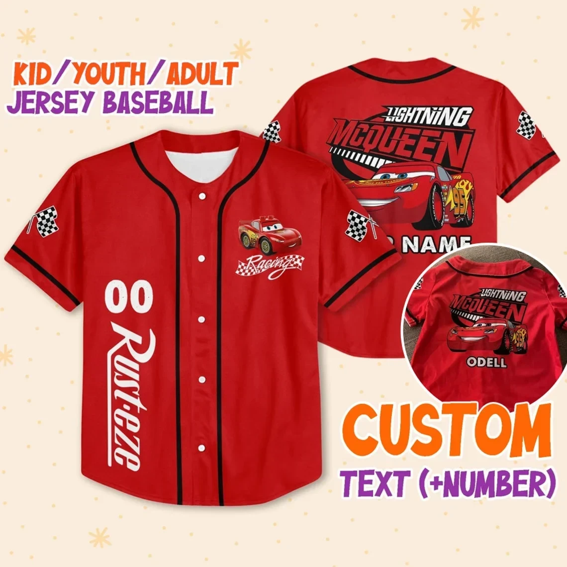 Custom Lightning Mcqueen Jersey