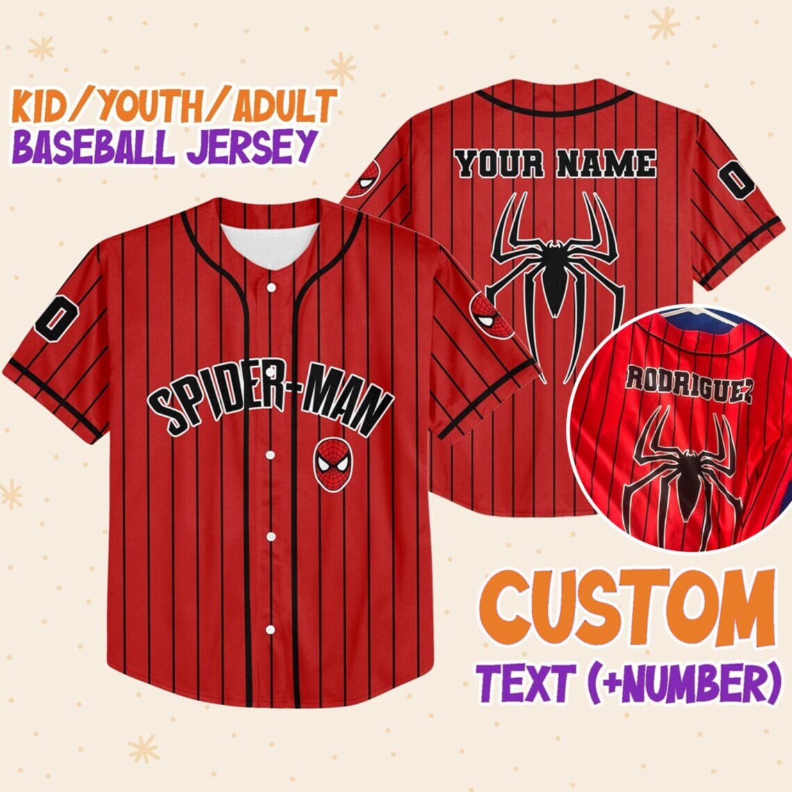Custom Spider-Man Baseball Jersey New Season For Men Women And Kid