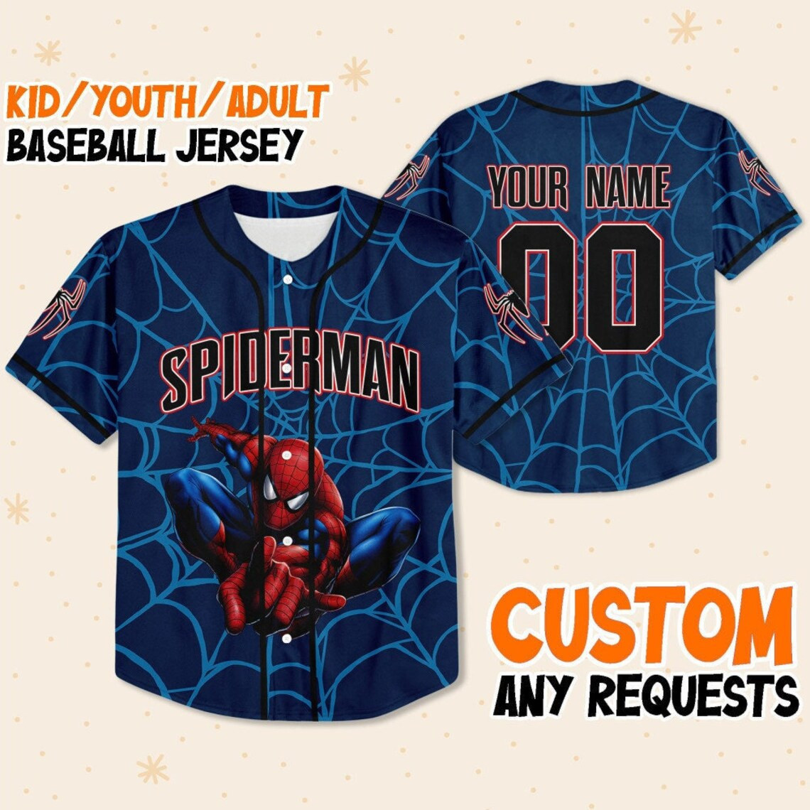 Custom Spider-Man Baseball Jersey New Season For Men Women And Kid