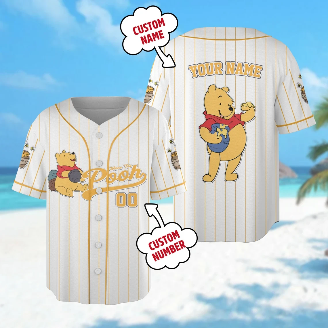 Custom Winnie The Pooh Baseball Jersey New Season For Men Women And Kid